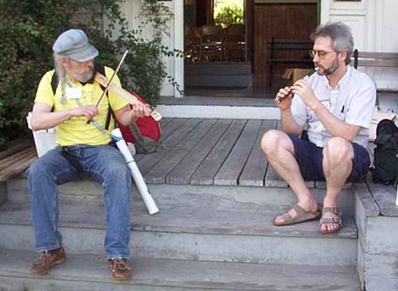 playing music on the church steps