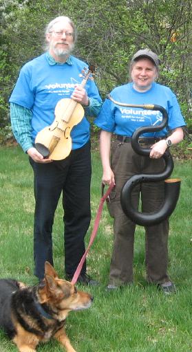 Five-string fiddle/violin/viola and serpent